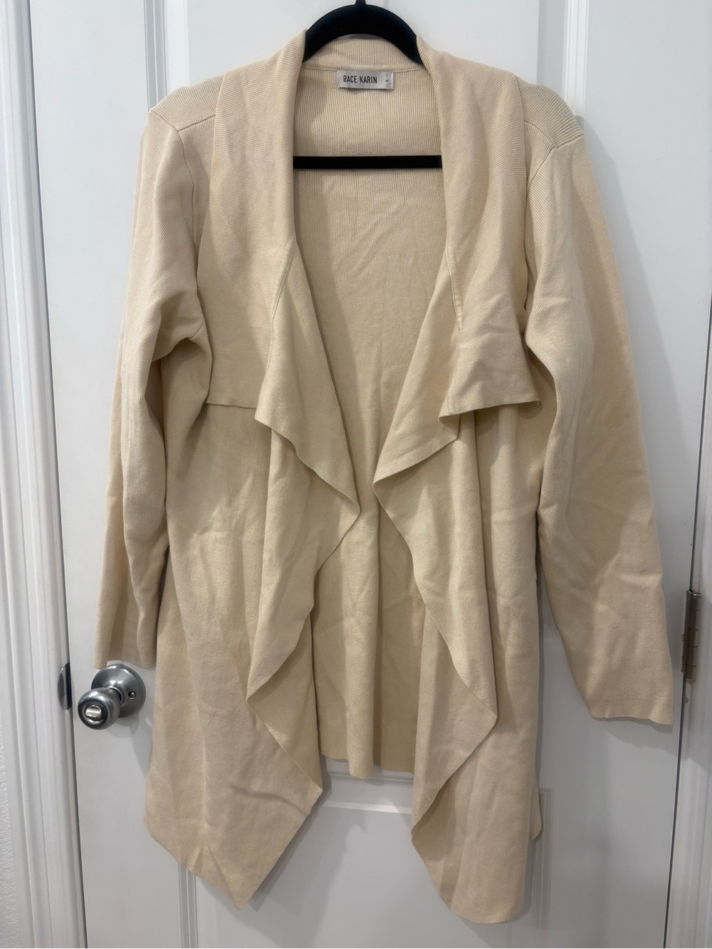 Grace Karin Cream Draped Trench Cardigan
